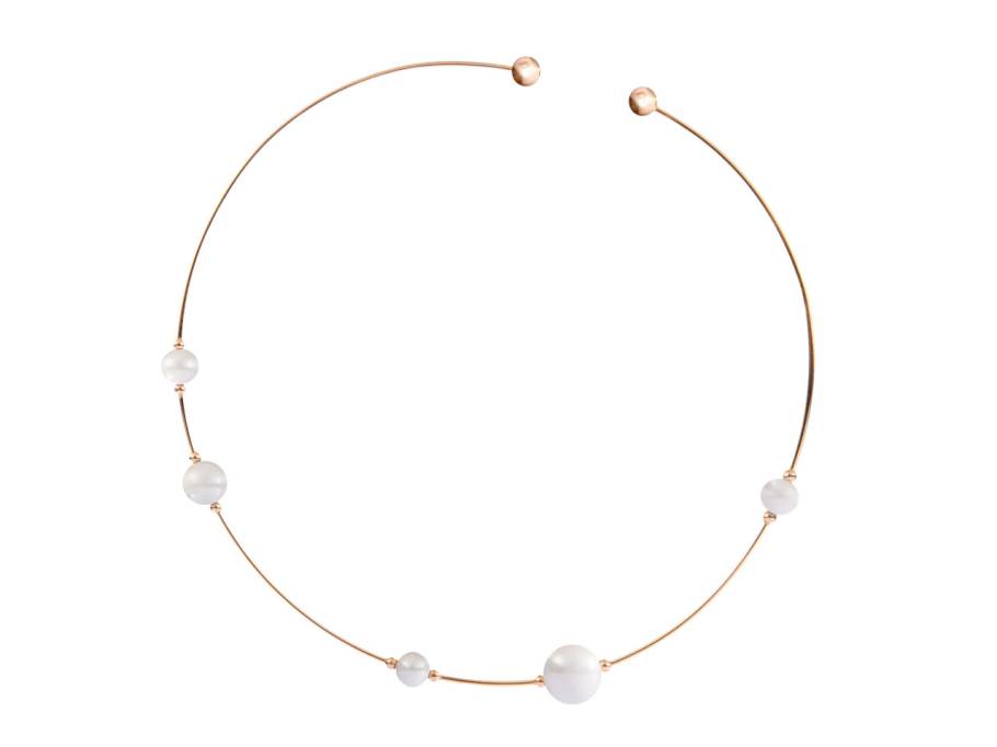 Pearl Collection  Collier Roségold mit weißen Perlen aus Meissener Porzellan® 125mm