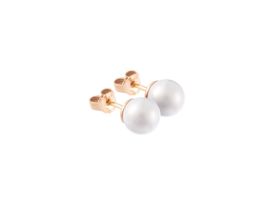 Pearl Collection  Ohrstecker Roségold mit weißen Porzellankugeln 8mm aus Meissener Porzellan®