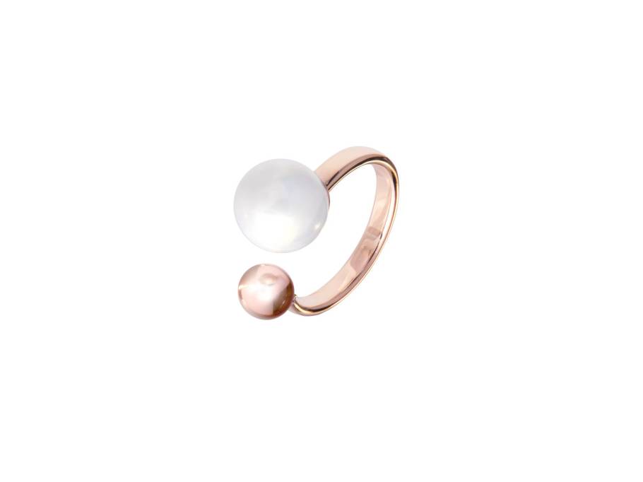 Pearl Collection  Circle Ring Roségold mit weißer Perle aus Meissener Porzellan®