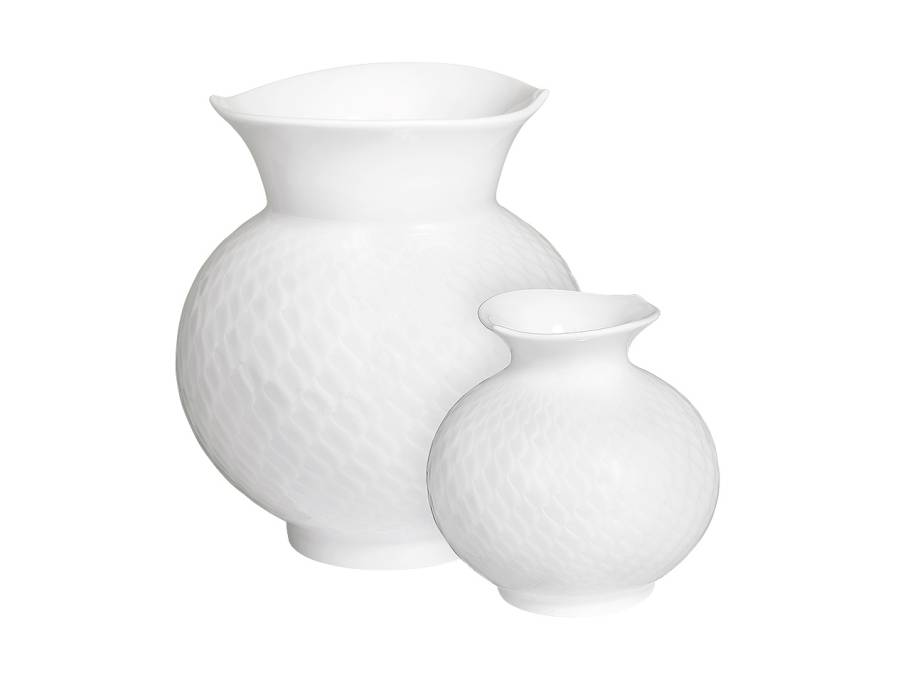 Vasen-Set Wellenspiel Relief weiß