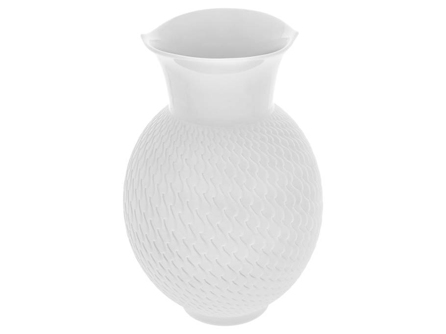 Vase Wellenspiel Relief Biskuit weiß 20,5 cm