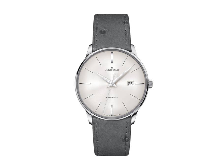 Meister Automatic Edelstahl 40mm graues Zifferblatt graues Lederband