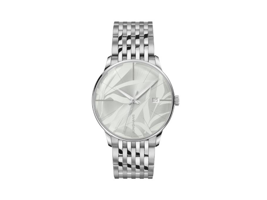 Meister Automatic Edelstahl 38mm silbernes Zifferblatt Metallband