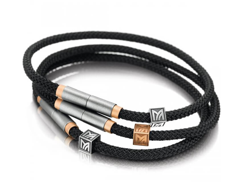 Armband Carbon Würfel aus Rotgold