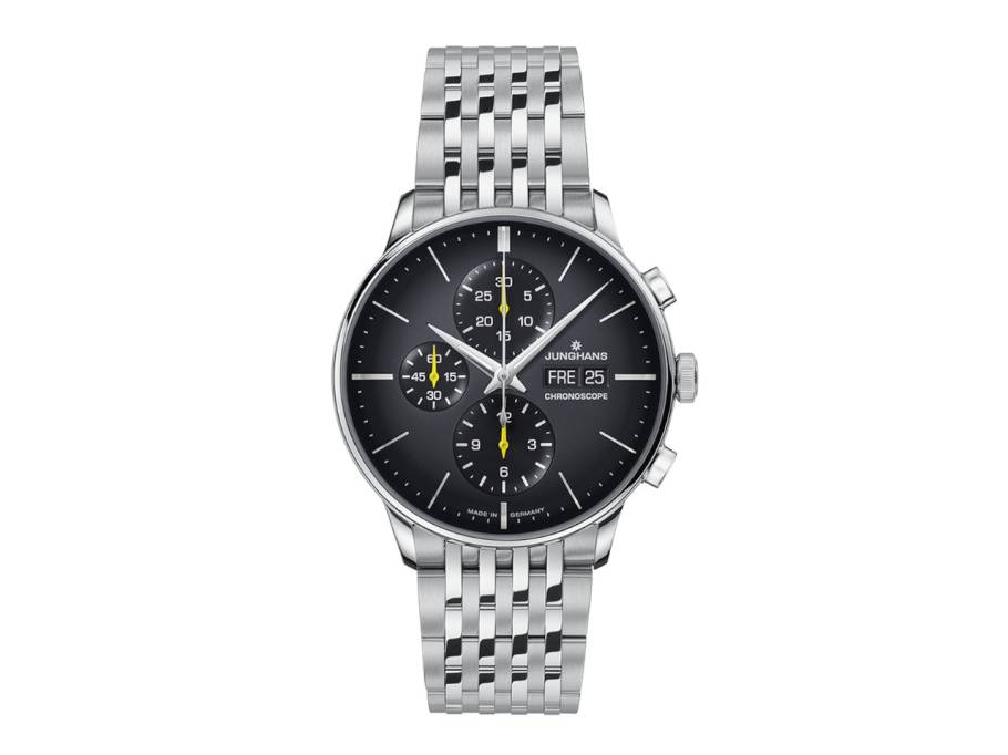Meister Chronoscope Automatik Edelstahl 41mm graues Zifferblatt Metallband