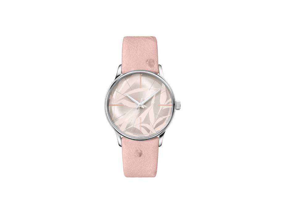 Meister Damen Automatic Edelstahl 33mm rosa Zifferblatt rosa Lederband