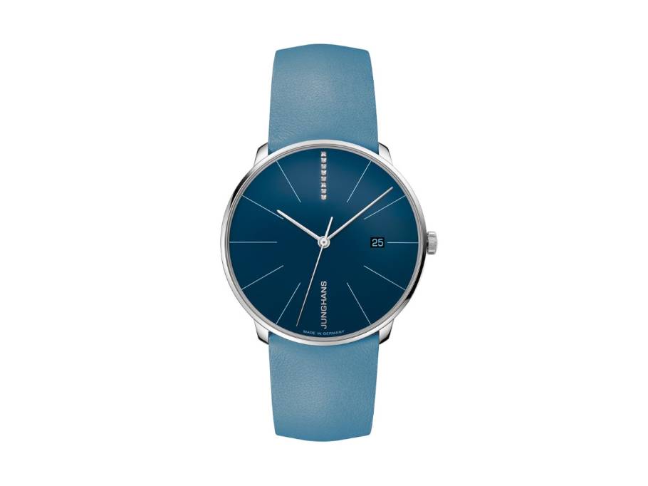  Meister Fein Automatic Edelstahl 39,5mm dunkelblaues Zifferblatt blaues Lederband