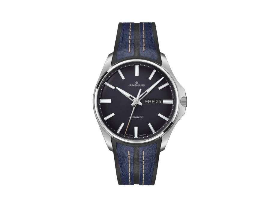 Meister S Automatic Edelstahl 40mm nachtblaues Zifferblatt schwarzes Kautschukband