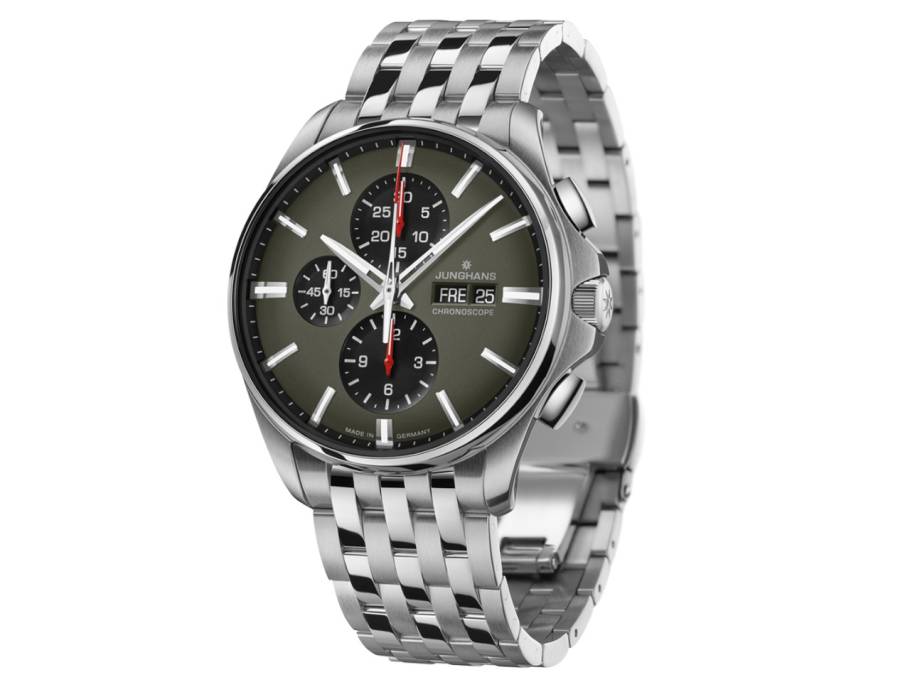 Meister S Chronoscope Automatik Edelstahl 45mm grünes Zifferblatt Metallband