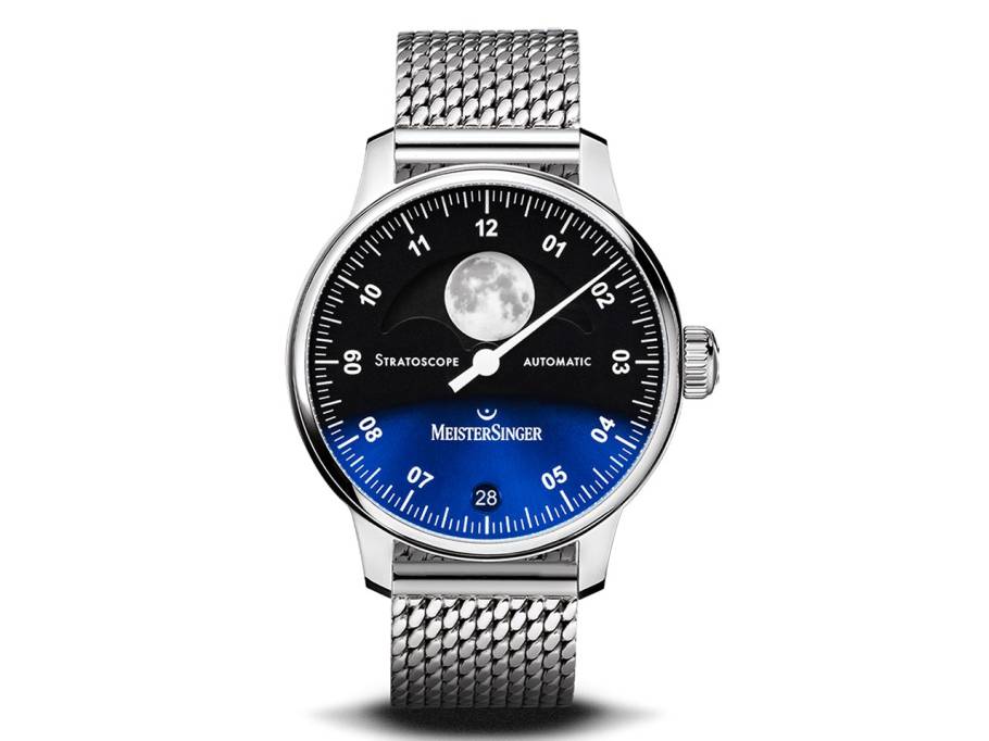 Stratoscope Automatik Edelstahl blaues Zifferblatt Edelstahlband