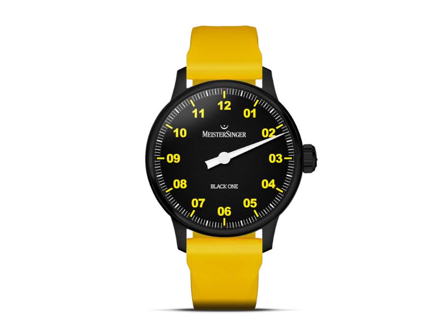 Black One Limited Edition Automatik Edelstahl Schwarz-DLC 41,5mm schwarzes Zifferblatt gelbes Kautschukband