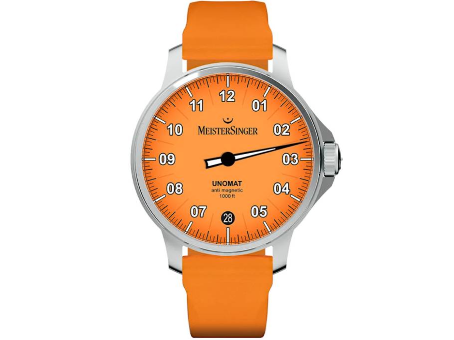 Unomat Limited Edition Automatik Edelstahl 43mm oranges Zifferblatt oranges Kautschukband