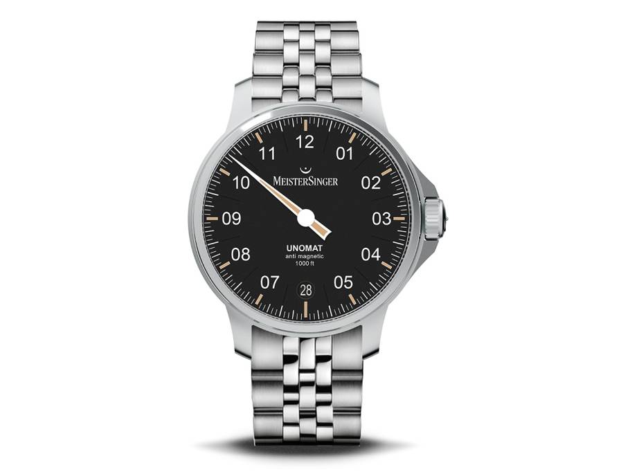 Unomat Automatik Edelstahl schwarzes Zifferblatt Edelstahlband