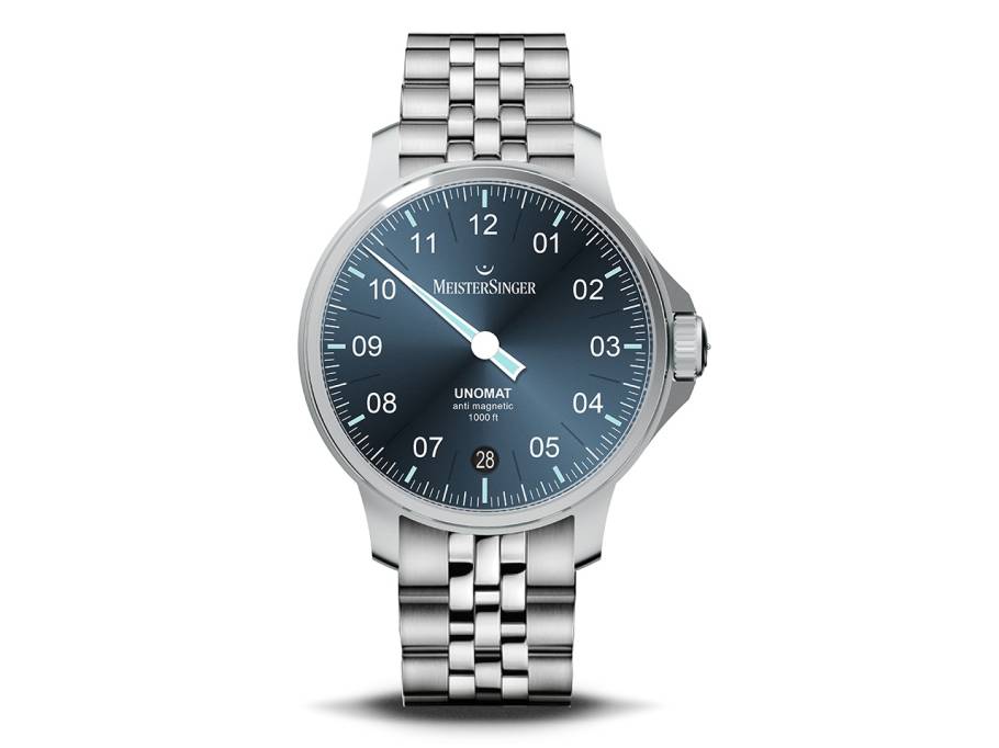 Unomat Automatik Edelstahl blaues Zifferblatt Edelstahlband