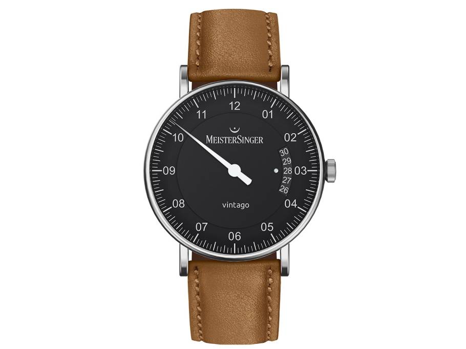 Vintago Automatik Edelstahl Schwarz Lederband