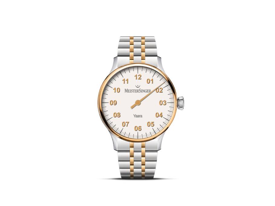 Yaara Automatik Edelstahl Gold 36mm weißes Zifferblatt Metalllband bicolor