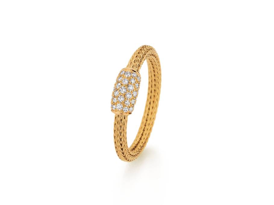 Mesh Ring Pavé small Gelbgold 2,5mm mit Brillanten 0,200ct