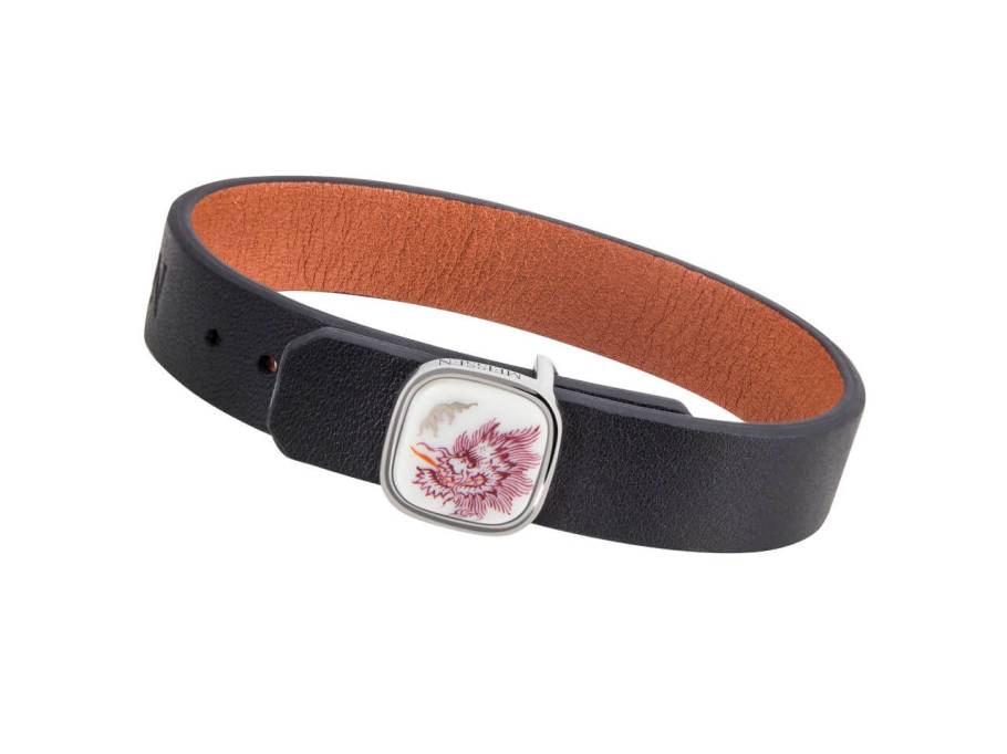  Lederarmband Ming-Drache Purpur schwarz / braun