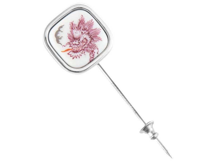 Reversnadel "Ming-Drache Purpur" Silber 
