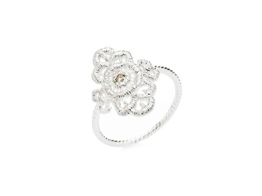Mona Lisa Ring Silber 20mm mit Brillant champagner