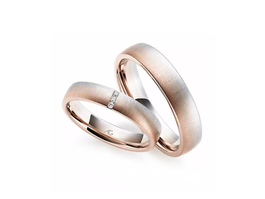 Mondlicht Trauring Paar aus 585/- Gold mit Brillanten 0,024ct