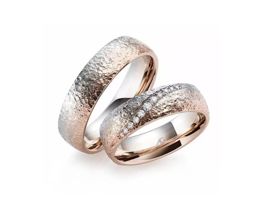 Mondlicht Trauring Paar aus 585/- Gold mit Brillanten 0,092ct