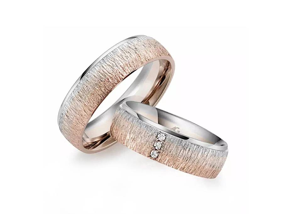 Mondlicht Trauring Paar aus 585/- Gold mit Brillanten 0,030ct