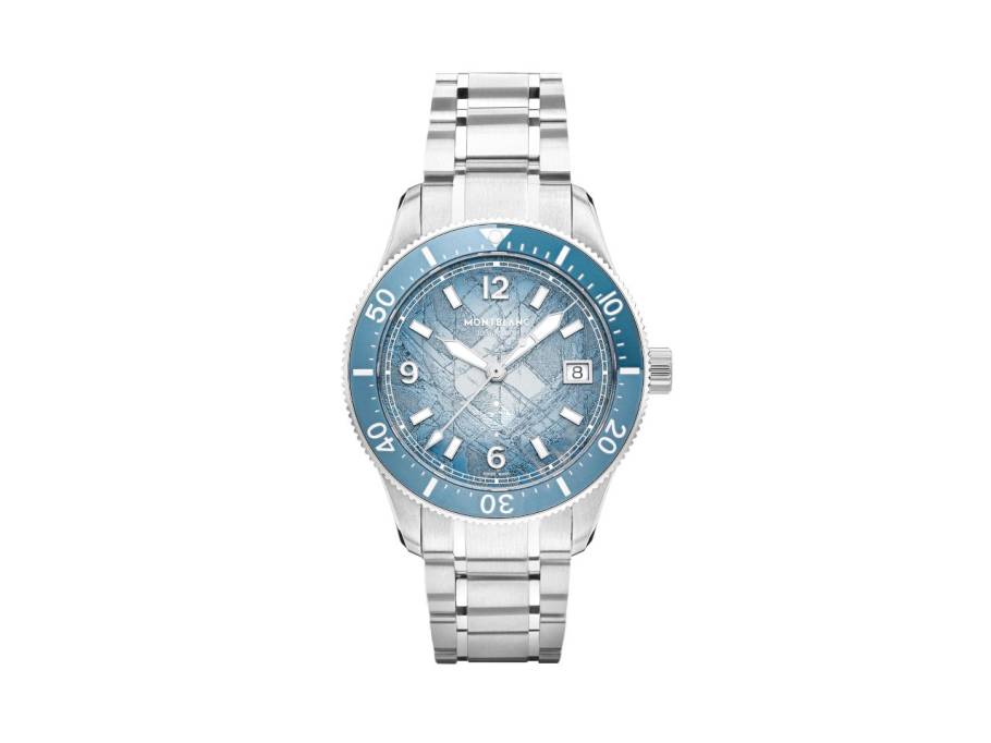 1858 Iced Sea Date 0 Oxygen Automatik Edelstahl 38mm blaues Zifferblatt Metallband