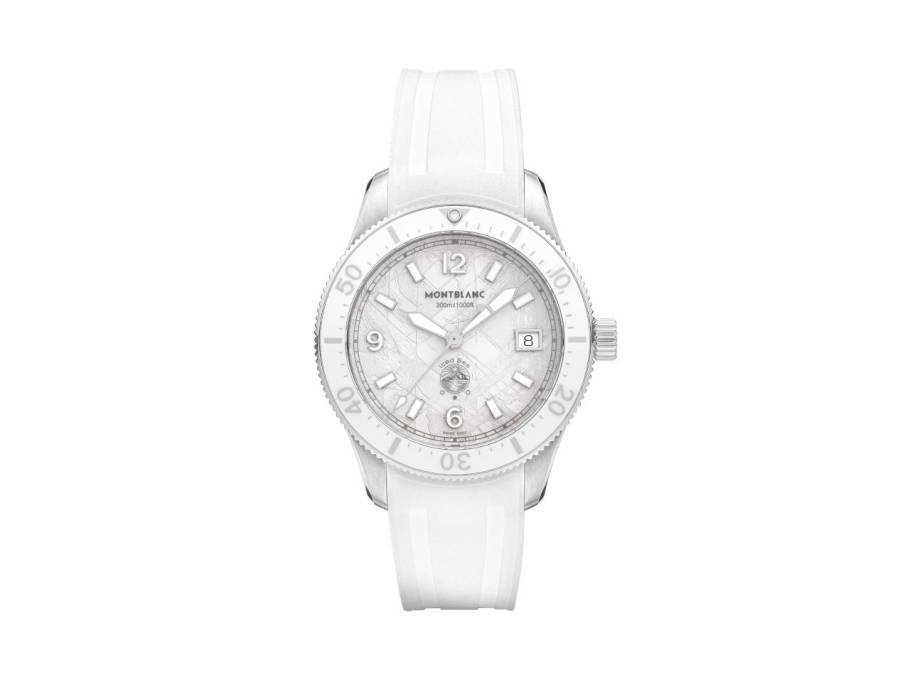 1858 Iced Sea Date 0 Oxygen Automatik Edelstahl 38mm weißes Zifferblatt weißes Kautschukband