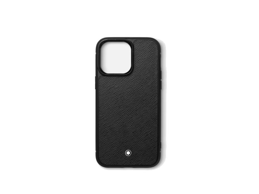 Sartorial Leder Hartschalen Smartphone Etui für IPhone 15 Pro Max Schwarz