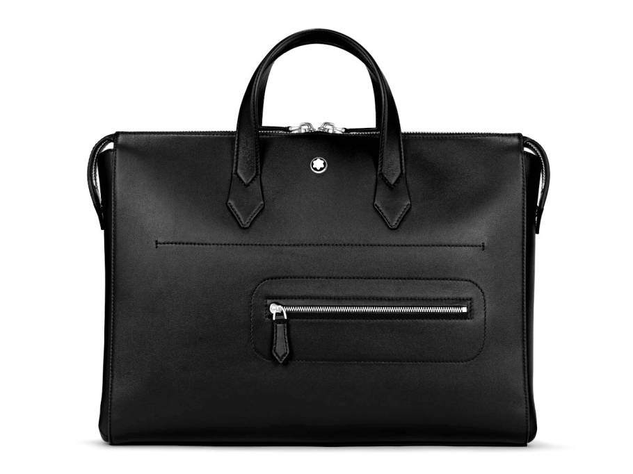 Meisterstück Soft Dokumententasche schmal Leder Schwarz mit Umhängegurt