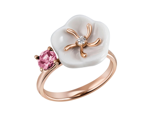 Blossom Farbstein Blütenring Turmalin Rosa