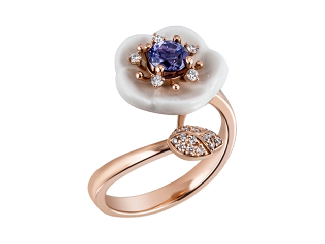 Blossom Farbstein  Blütenring Tansanit Blau