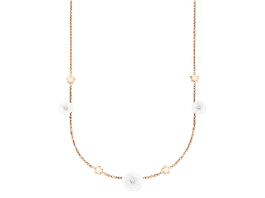 Blossom Blütencollier 7 Blüten Rosegold mit Brillanten 