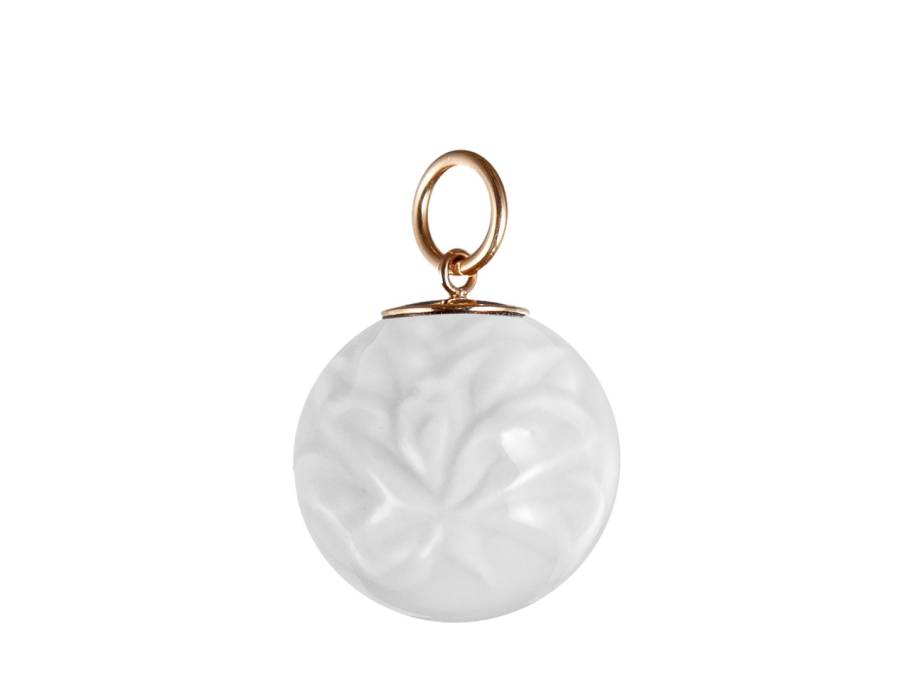 Boule Kugelanhänger "Tuberose Relief weiß" Gelbgold