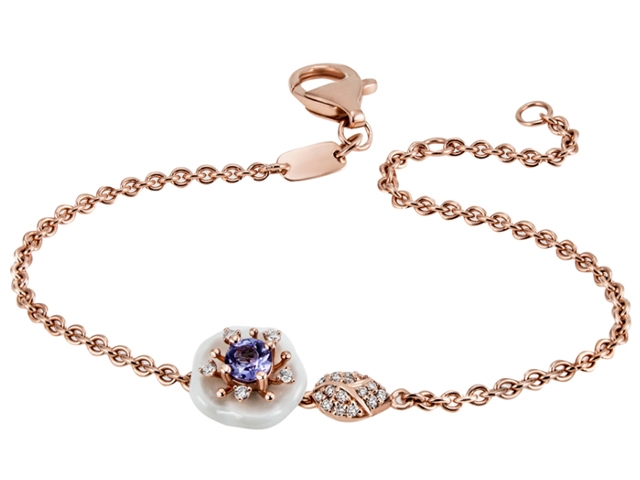 Blossom Farbstein  Blütenarmband Tansanit Blau