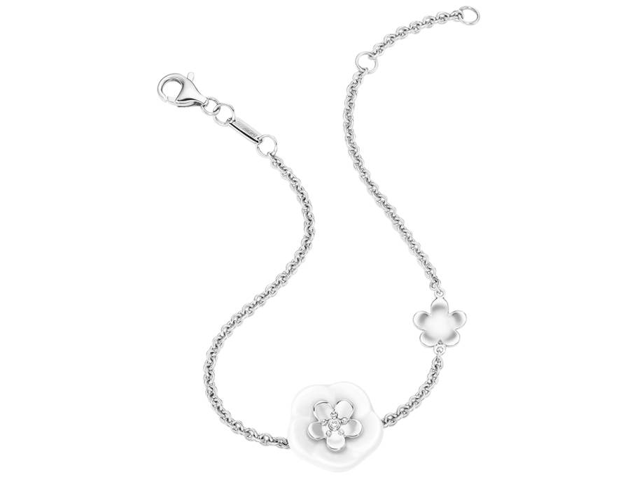 Blossom Blütenarmband 2 Blüten Weißgold mit Brillanten