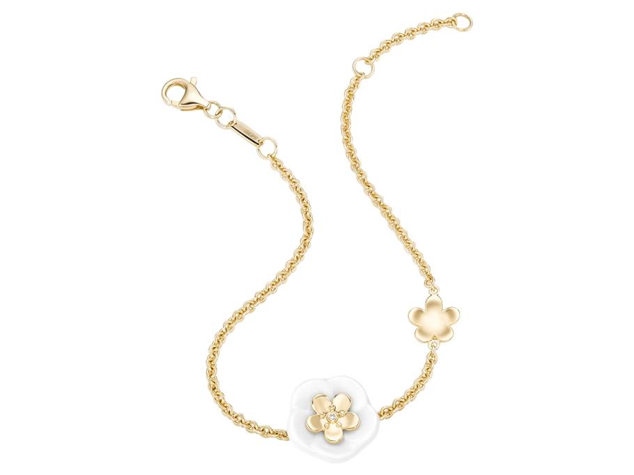 Blossom Blütenarmband 2 Blüten Gelbgold mit Brillanten 