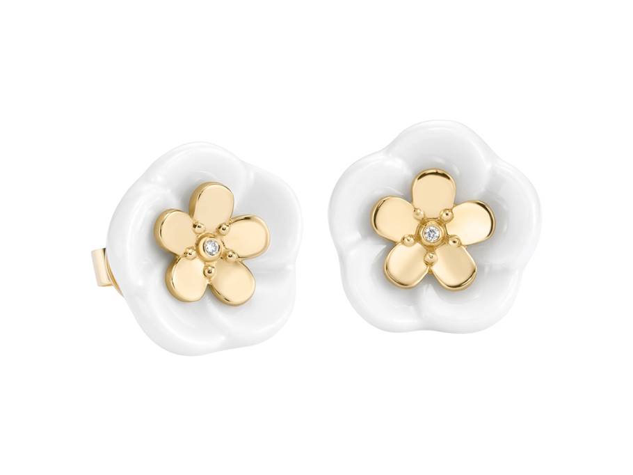 Blossom Blütenohrstecker Gelbgold mit Brillanten 