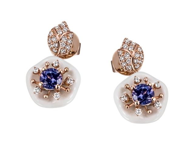 Blossom Farbstein  Blütenohrhänger Tansanit Blau