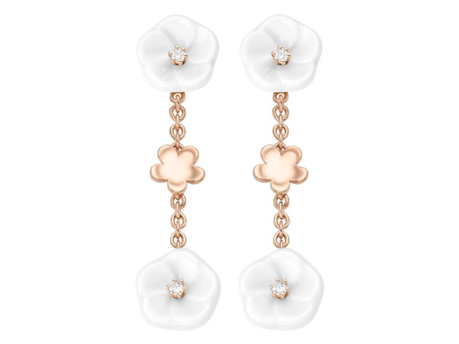 Blossom Blütenohrhänger 3 Blüten Rosegold mit Brillanten 
