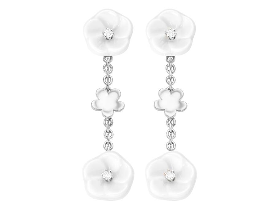 Blossom Blütenohrhänger 3 Blüten Weißgold mit Brillanten 