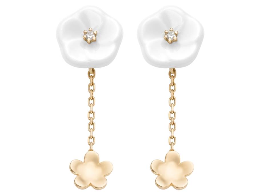Blossom Blütenohrhänger Gelbgold mit Brillanten 