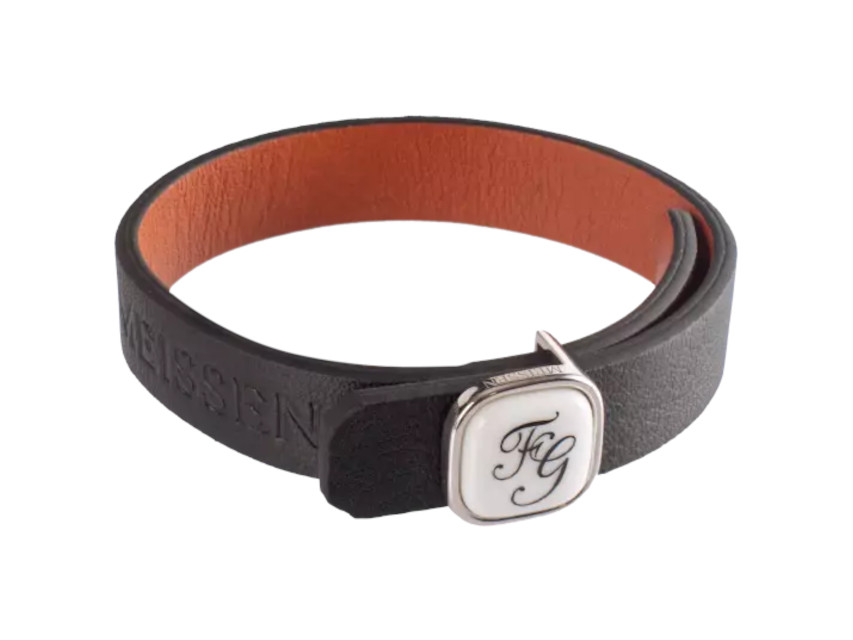 Lederarmband Schwarz Monogramm