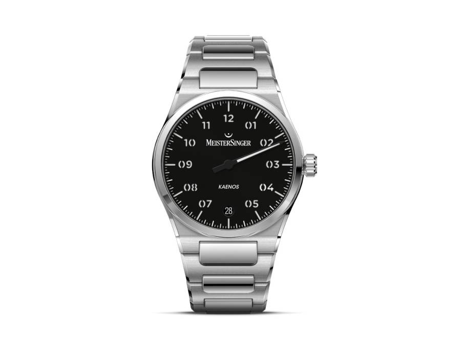 Kaenos Grand Date Automatik Edelstahl 40mm schwarzes Zifferblatt Metallband