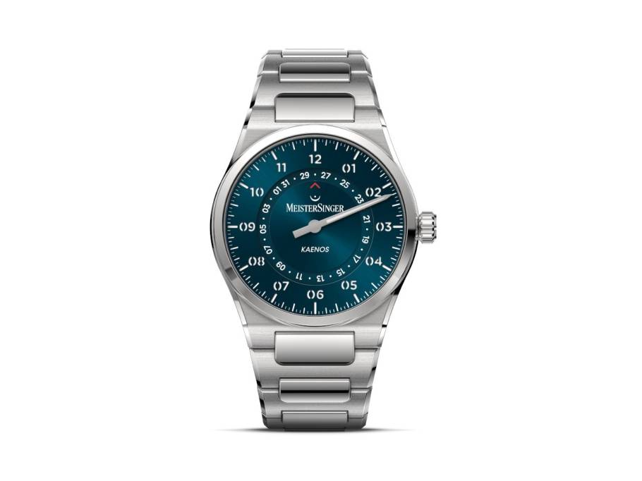 Kaenos Open Date Automatik Edelstahl 40mm blaues Zifferblatt Metallband