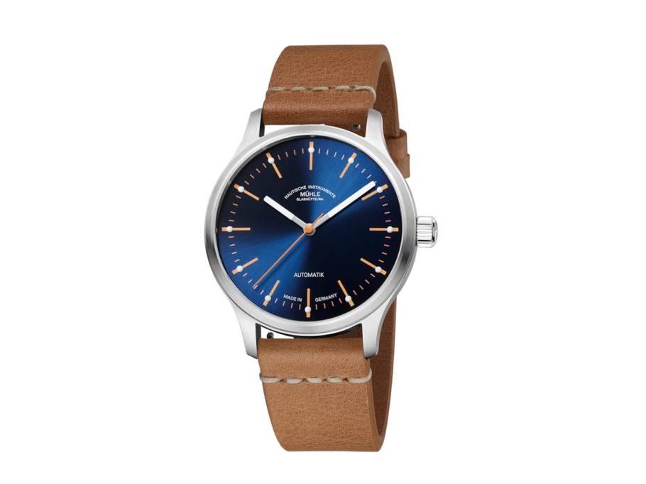 Panova Blau Automatik Edelstahl 40mm braunes Lederband
