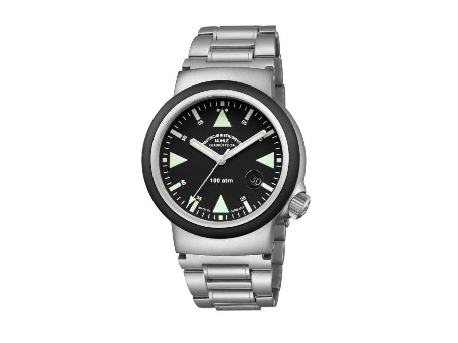 S.A.R. Rescue-Timer Automatik Edelstahl 42mm schwarzes Zifferblatt Metallband