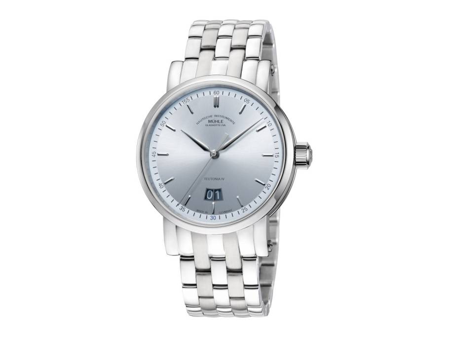 Teutonia IV Großdatum Edition 1994 Automatik Edelstahl 41mm eisblaues Zifferblatt Metallband