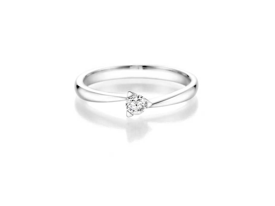 Verlobungsring 3er Krappe Weißgold 0,15ct